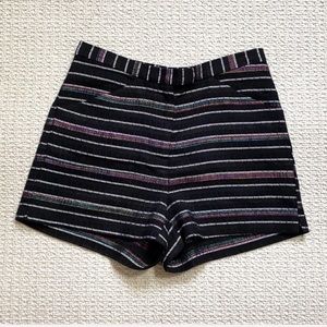 Tucker Bit of Dita black high waist metallic thread striped shorts size XS